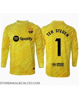 Barcelona Ter Stegen #1 Portiere Maglia Gara Casa Repliche 2024-25 Maniche Lunghe